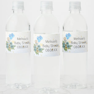 Étiquette Pour Bouteilles D'eau Beary boho arc-en-ciel bleu ballon personnalisé