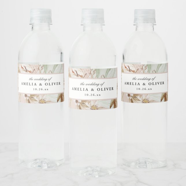 Étiquette Pour Bouteilles D'eau Beau Mariage botanique Boho (Bouteilles)