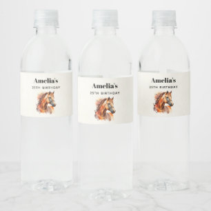 Étiquette Pour Bouteilles D'eau Beau Sorrel Horse Portrait Anniversaire