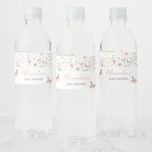 Étiquette Pour Bouteilles D'eau Bébé en fleur Baby shower papillon