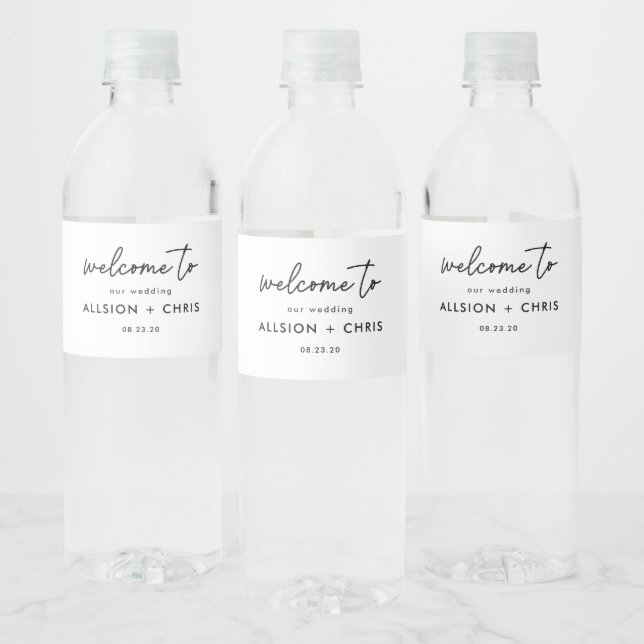 Étiquette Pour Bouteilles D'eau Bienvenue Minimaliste À Nos Favoris De Mariage (Bouteilles)