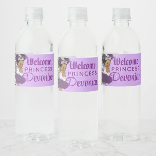 Étiquette Pour Bouteilles D'eau Bienvenue Princess Purple & Silver Parties scintil