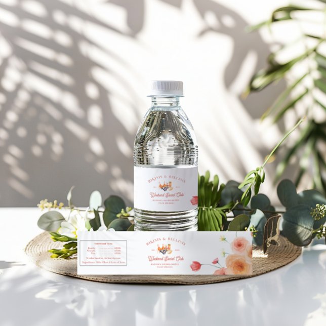 Étiquette Pour Bouteilles D'eau Bikinis et Bellinis Bachelorette (Créateur téléchargé)