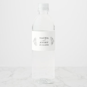 Étiquette Pour Bouteilles D'eau Blanc Simple mariage élégant faveurs rustique