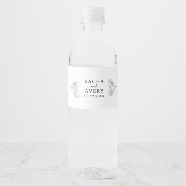 Étiquette Pour Bouteilles D'eau Blanc Simple mariage élégant faveurs rustique (Devant)