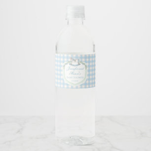 Étiquette Pour Bouteilles D'eau Bleu en vichy cheval crête bébé garçon douche