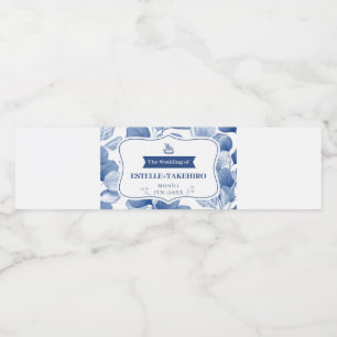 Étiquette Pour Bouteilles D'eau Bleu naturel botanique élégant mariage Faveurs