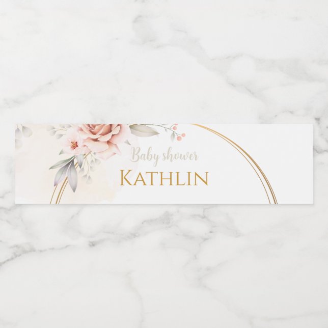 Étiquette Pour Bouteilles D'eau Blooming Baby Shower Invitation (Étiquettes simples)