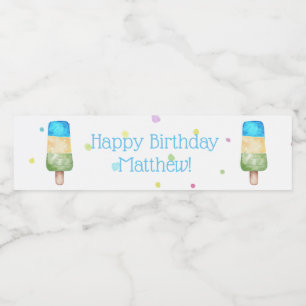 Étiquette Pour Bouteilles D'eau Blue Boys Popsicle fête d'anniversaire