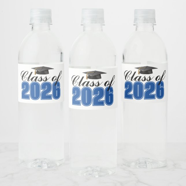 Étiquette Pour Bouteilles D'eau Blue Class of 2026 Graduation Party (Bouteilles)