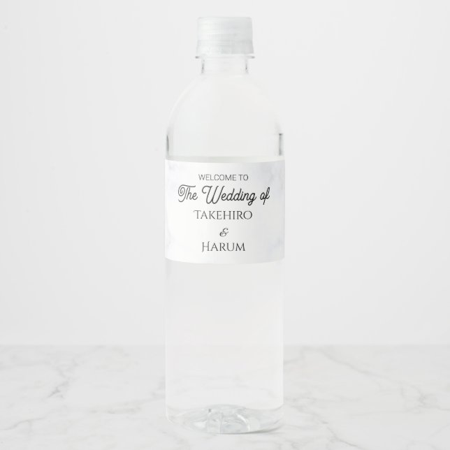 Étiquette Pour Bouteilles D'eau Blue Elegant flower summer wedding (Devant)