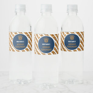 Étiquette Pour Bouteilles D'eau Blue Gold Royal Crown Prince Aqiqah