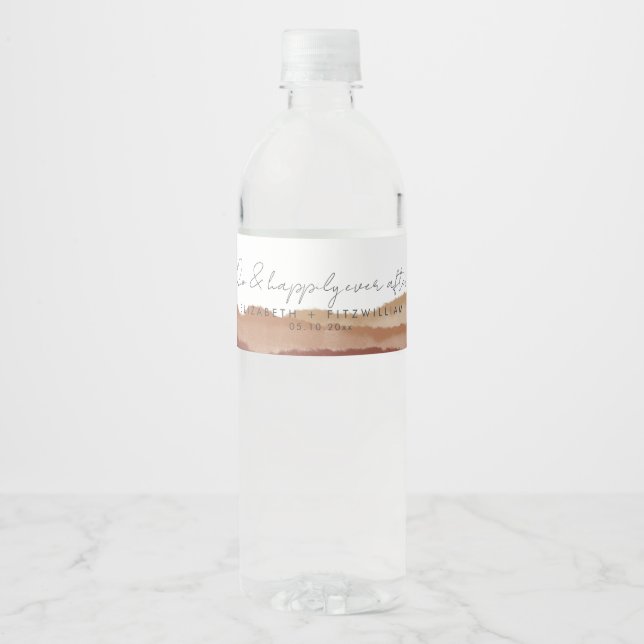 Étiquette Pour Bouteilles D'eau Boho Aquarelle Abstraite 𝄅 Joyeusement Après (Devant)
