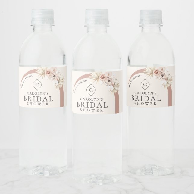 Étiquette Pour Bouteilles D'eau Boho Aquarelle Floral Fête des mariées Arc Moderne (Bouteilles)