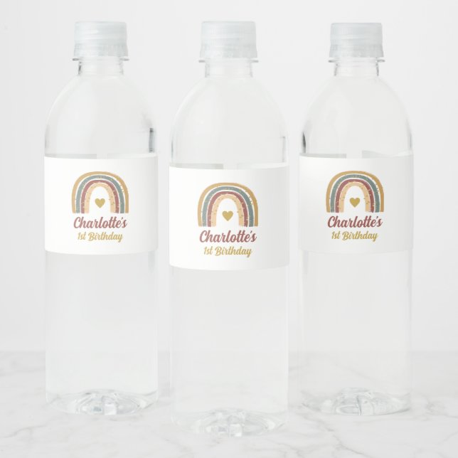 Étiquette Pour Bouteilles D'eau Boho Arc-en-ciel (Bouteilles)
