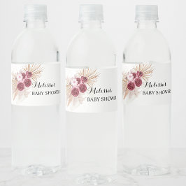 Étiquette Pour Bouteilles D'eau Boho Bourgogne Pampas Grass