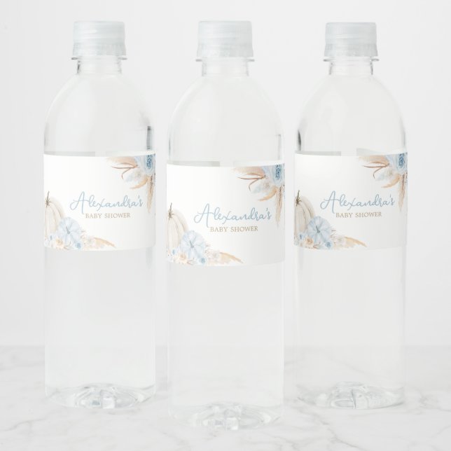 Étiquette Pour Bouteilles D'eau Boho Dusty Citrouille bleu (Bouteilles)