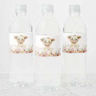 Étiquette Pour Bouteilles D'eau Boho Floral Highland Cow