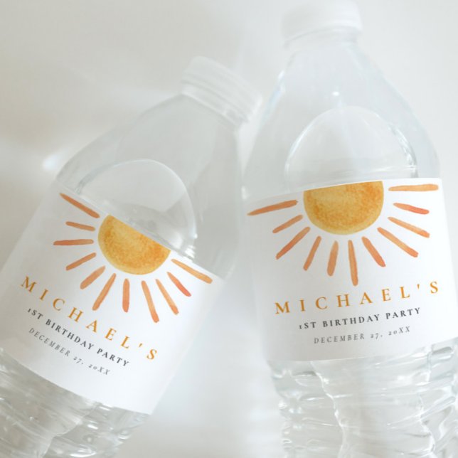 Étiquette Pour Bouteilles D'eau Boho Sun Anniversaire (Créateur téléchargé)