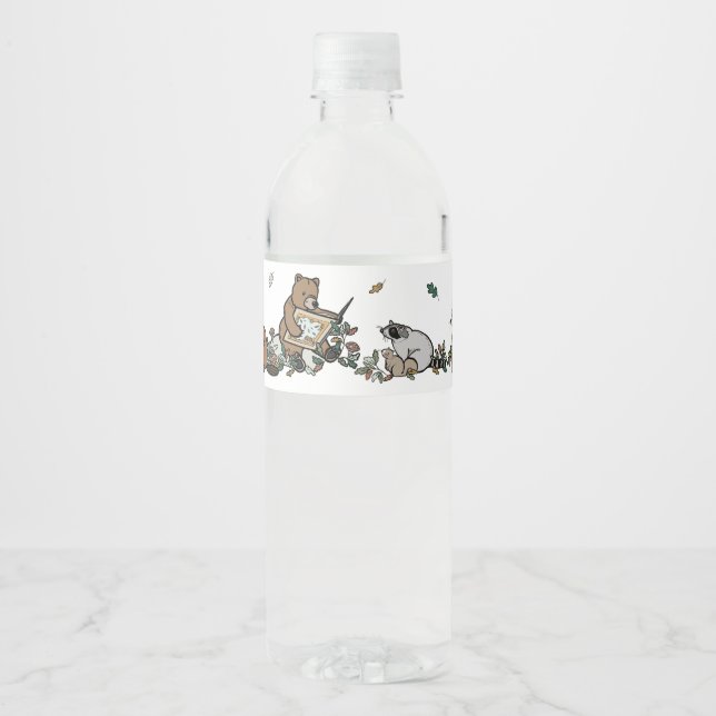 Étiquette Pour Bouteilles D'eau Bois Animaux Réserver Fête à thème (Devant)