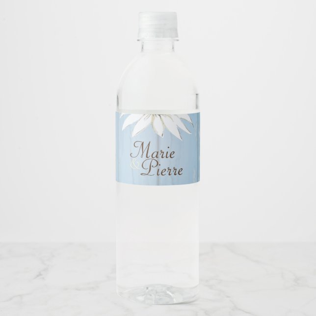 Étiquette Pour Bouteilles D'eau Bois rustique et marguerites (Devant)
