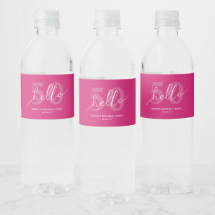 Étiquette Pour Bouteilles D'eau Bonjour 50   Gras Hot Rose 50e anniversaire person