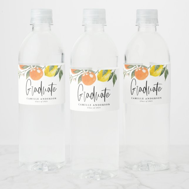Étiquette Pour Bouteilles D'eau Botanical Orange and Lemon Graduation (Bouteilles)