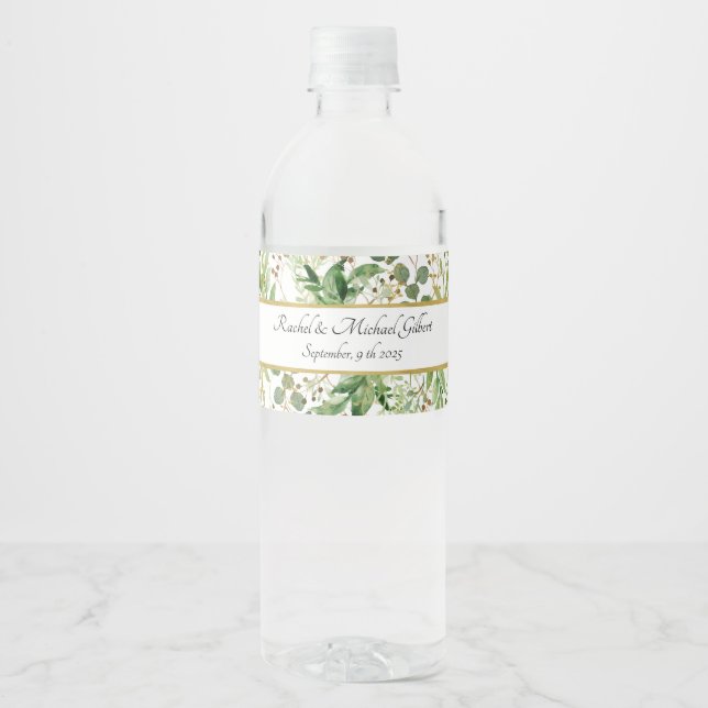 Étiquette Pour Bouteilles D'eau Botanique élégant (Devant)