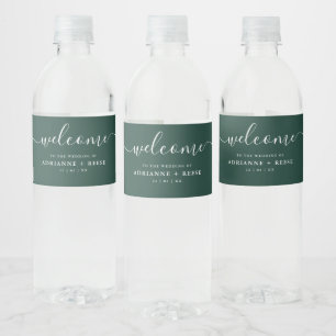 Étiquette Pour Bouteilles D'eau Bott Elegant Vert et Blanc Mariage simple