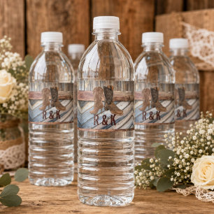 Étiquette Pour Bouteilles D'eau Bottes de cowboy en bois de grange Mariage occiden