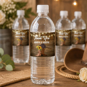 Étiquette Pour Bouteilles D'eau Bottes de Cowboy Tournesol Faveur de Mariage Weste