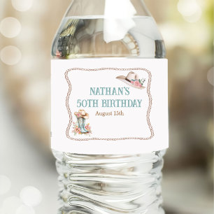 Étiquette Pour Bouteilles D'eau Bottes et chapeau de cowgirl floraux Anniversaire