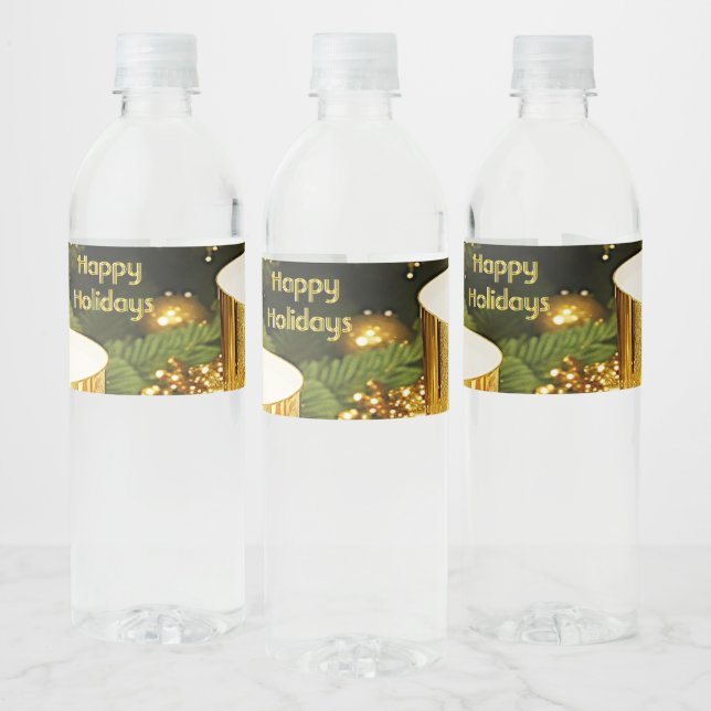 Étiquette Pour Bouteilles D'eau Bougies d'or Noël (Bouteilles)