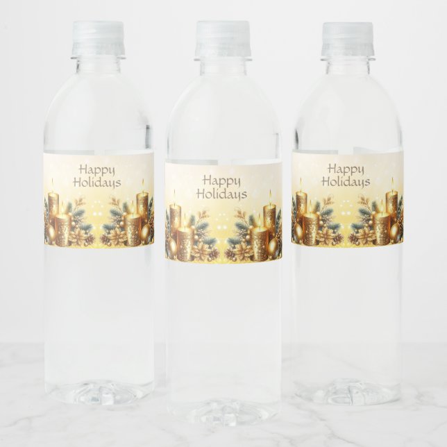 Étiquette Pour Bouteilles D'eau Bougies d'or Noël (Bouteilles)