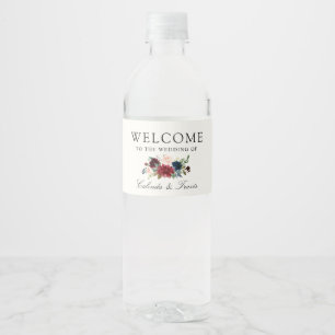 Étiquette Pour Bouteilles D'eau Bouquet Bourgogne   Floral  