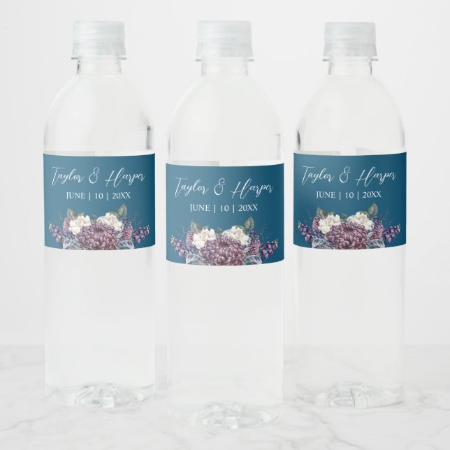 Étiquette Pour Bouteilles D'eau Bouquet Mariage de goth esthétique foncé (Bouteilles)