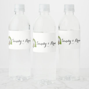 Étiquette Pour Bouteilles D'eau Bouteille d'eau mariage étiquettes- église aquarel