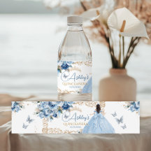 Bouteille d'eau Quinceañera Princess Bleu Bébé et 