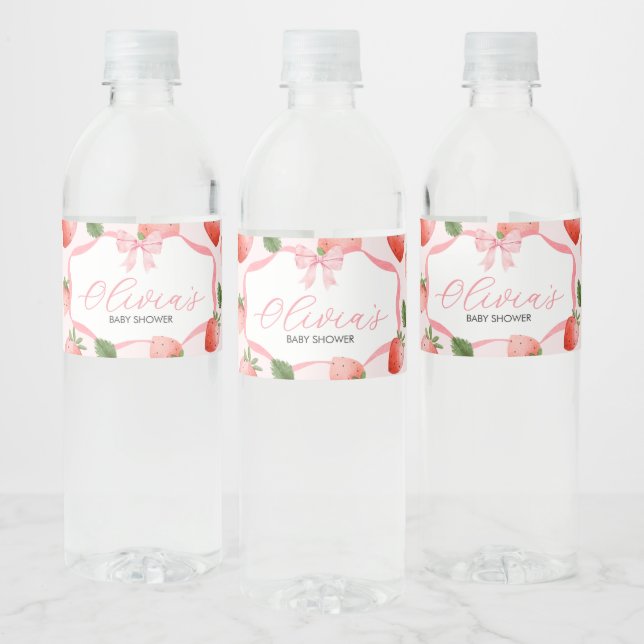 Étiquette Pour Bouteilles D'eau Bow rose Berry Baby shower sucré (Bouteilles)