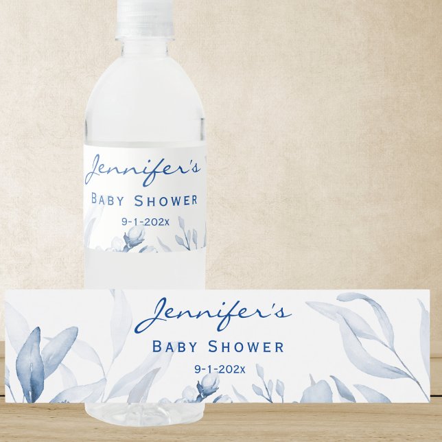 Étiquette Pour Bouteilles D'eau Boy Baby shower Aquarelle Toujours Vie Florales (Créateur téléchargé)
