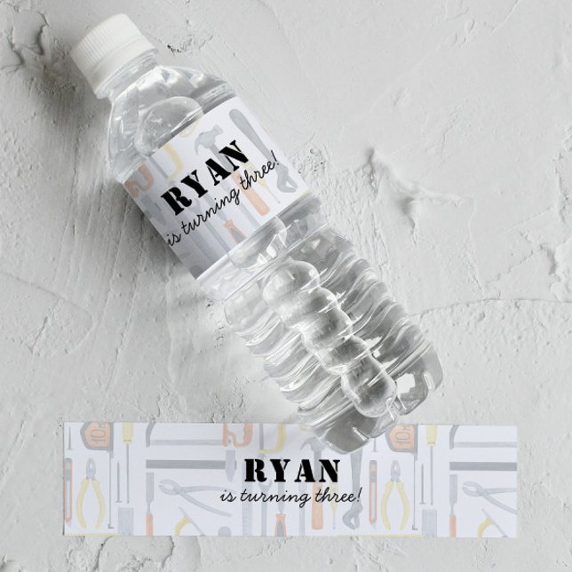 Étiquette Pour Bouteilles D'eau Boy's Construction Builder Anniversaire (Créateur téléchargé)