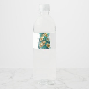 Étiquette Pour Bouteilles D'eau Branche avec Feuilles d'or Ginko Biloba