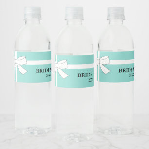 Étiquette Pour Bouteilles D'eau BRIDE Turquoise Bleu Et Blanc Bow Tiara Party