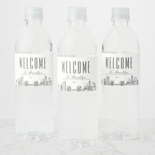 Étiquette Pour Bouteilles D'eau Brooklyn Skyline Message de bienvenue