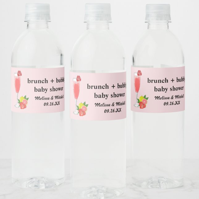 Étiquette Pour Bouteilles D'eau Brunch et Baby shower Bubbly mimosa (Créateur téléchargé)