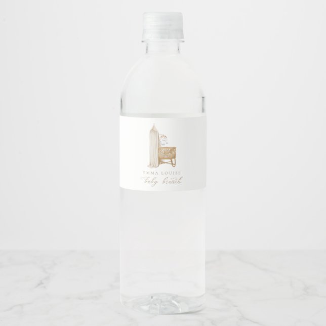 Étiquette Pour Bouteilles D'eau Brunch Neutral Boho Baby (Devant)