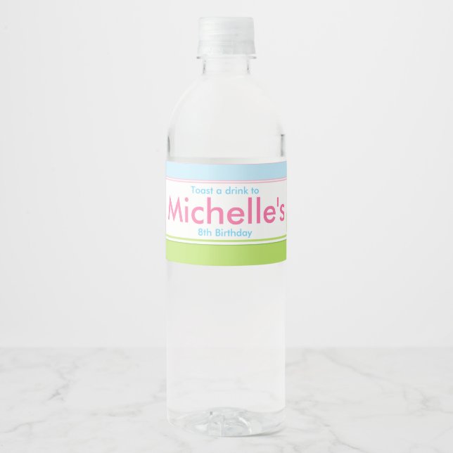Étiquette Pour Bouteilles D'eau Brunette Cute Princesse et Dragon Anniversaire (Devant)
