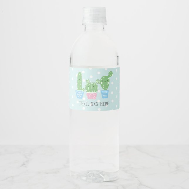 Étiquette Pour Bouteilles D'eau cactus, succulent, mignonette fiesta, mexicaine, (Devant)