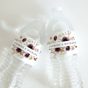 Étiquette Pour Bouteilles D'eau Cadre de mariage floral automnal rustique