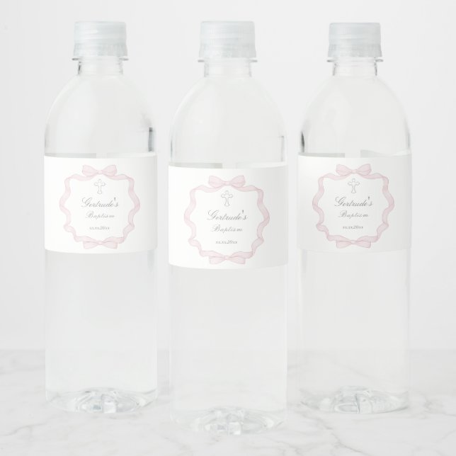 Étiquette Pour Bouteilles D'eau Cadre papillon rose (Bouteilles)